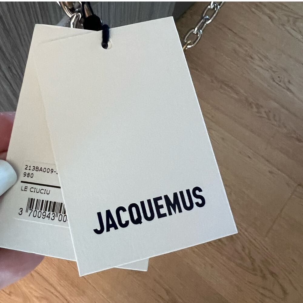 authentic NWT JACQUEMUS Le Ciuciu metallic silver leather shoulder bag PRISTINE - Picture 9 of 16
